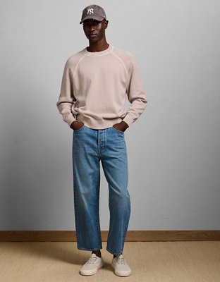 AE77 Garment-Washed Raglan Sweater - Purple