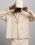 AE77 Poplin Military Button-Up Shirt - Khaki