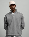 AE77 Garment-Washed Long-Sleeve Utility Polo Shirt - Heather Gray