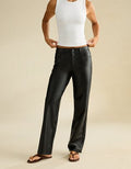 AE Vegan Leather High-Waisted Stovepipe Pant - Onyx Black