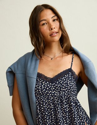 AE Lace-Trim Ditsy Cami - Navy