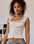 AE Lace-Trim Scoop Neck Tank - Cream