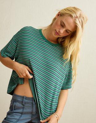 AE Soft & Sexy Waffle Crew Neck Tee - Green