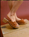 AE Studded Slide Platform Clog - Amber Brown