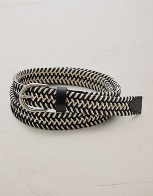 AE77 Black & White Woven Belt - Black