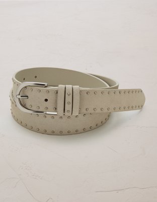 AE77 Studded Suede Belt - Cream