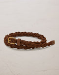 AE77 Thin Braided Suede Belt - Brown