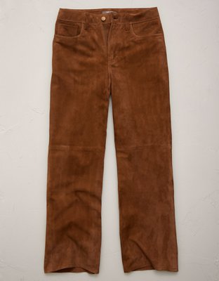AE77 Suede Cropped Bootcut Pant - Brown