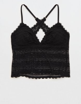 Show Off Lace Padded Bra Top - True Black
