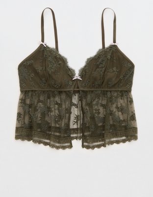 Show Off Midnight Romance Lace Bra Top - Festive Olive
