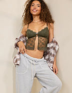 Show Off Midnight Romance Lace Bra Top - Festive Olive