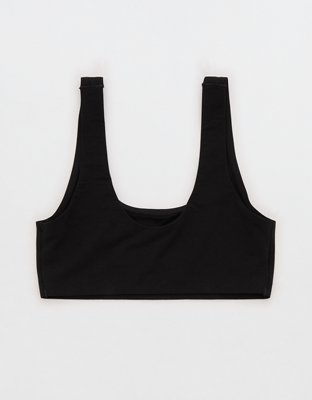 SMOOTHEZ Cotton Blend Scoop Bralette - True Black