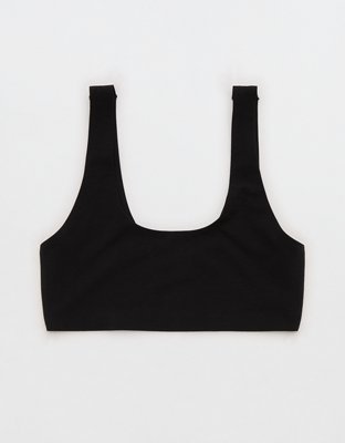 SMOOTHEZ Cotton Blend Scoop Bralette - True Black