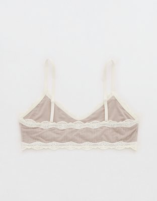 OVERSLEPT By Aerie Modal Lace Trim Bralette - Stone Harbor