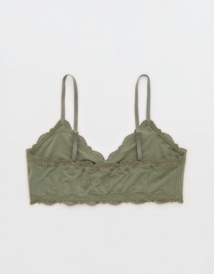OVERSLEPT By Aerie Modal Lace Trim Bralette - Olive Fun
