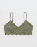 OVERSLEPT By Aerie Modal Lace Trim Bralette - Olive Fun