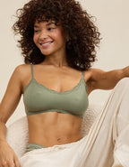 OVERSLEPT By Aerie Modal Lace Trim Bralette - Olive Fun