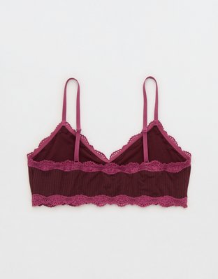 OVERSLEPT By Aerie Modal Lace Trim Bralette - Royal Berry