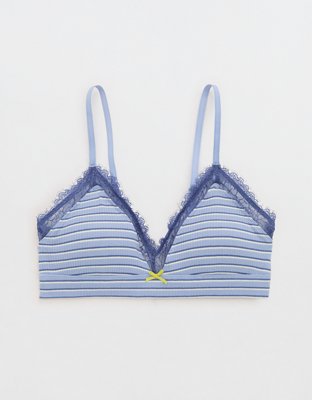 Superchill Cotton Rib Padded Triangle Bralette - Monaco Blue