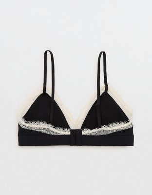 Superchill Cotton Rib Padded Triangle Bralette - True Black