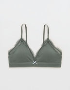 Superchill Cotton Rib Padded Triangle Bralette - Royal Palm