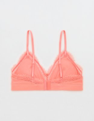 Superchill Cotton Rib Padded Triangle Bralette - Wild Peach