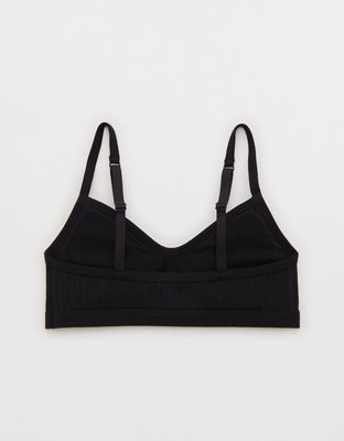 Superchill Cotton Rib Padded Bralette - True Black