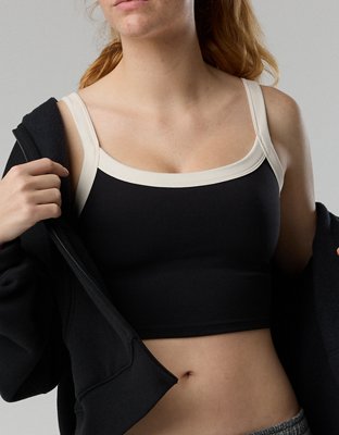 OFFLINE By Aerie Real Me Low Key Ringer Longline Sports Bra - True Black