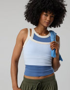 OFFLINE By Aerie Real Me Low Key Ringer Longline Sports Bra - Eyelet Blue