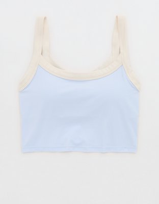 OFFLINE By Aerie Real Me Low Key Ringer Longline Sports Bra - Eyelet Blue