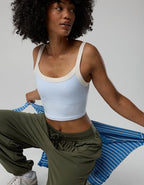 OFFLINE By Aerie Real Me Low Key Ringer Longline Sports Bra - Eyelet Blue