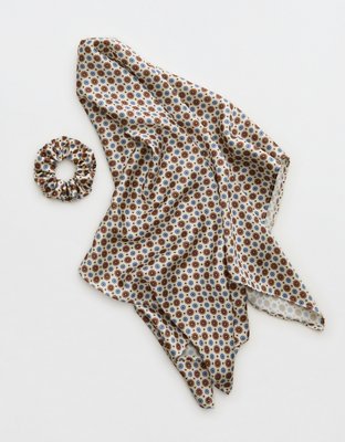 Aerie Satin Headscarf and Scrunchie - Cake Batter