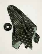 Aerie Satin Headscarf and Scrunchie - Festive Olive