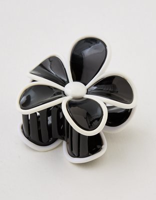 Aerie Two Tone Flower Hair Clip - True Black