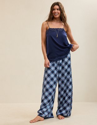OVERSLEPT by Aerie Liquid Satin Tunic Tank - Navy