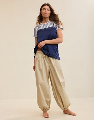 OVERSLEPT by Aerie Liquid Satin Tunic Tank - Navy