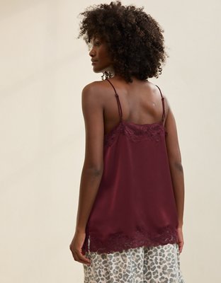 OVERSLEPT by Aerie Liquid Satin Tunic Tank - Royal Berry