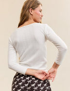 OVERSLEPT by Aerie Pointelle Elbow Sleeve Top - Soft Muslin