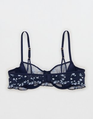 Show Off Embroidered Unlined Balconette Bra - Navy