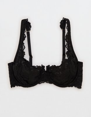 Show Off Dozen Roses Lace Unlined Bra - True Black