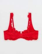 Show Off Dozen Roses Lace Unlined Bra - Bright Red
