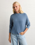 AE Soft & Sexy Long Sleeve Mockneck T-Shirt - Navy