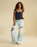 AE Keyhole Hey Baby Waffle Tee - Navy