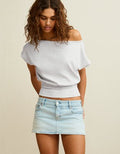 AE Off-the-Shoulder Dolman Tee - Heather Frost