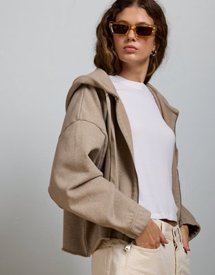 AE77 Premium Zip-Up Hoodie - Hazelnut