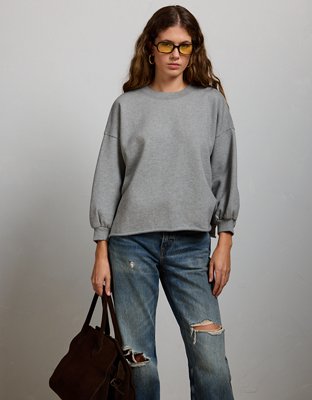 AE77 Premium Puff Sleeve Sweatshirt - Heather Gray