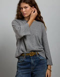 AE77 Premium Oversized Cashmere Sweater T-Shirt - Heather Gray