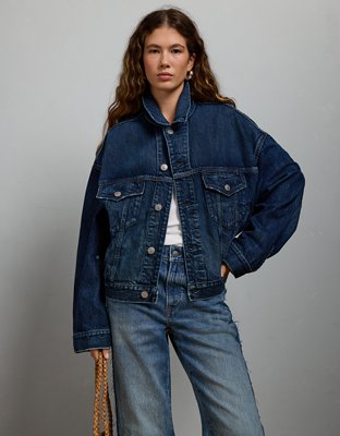 AE77 Premium Oversized Denim Jacket - Dark Wash