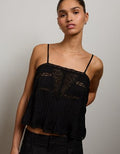 AE77 Pintuck Slip Cami - Black