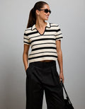 AE77 Shrunken Crochet Sweater Polo - Ivory